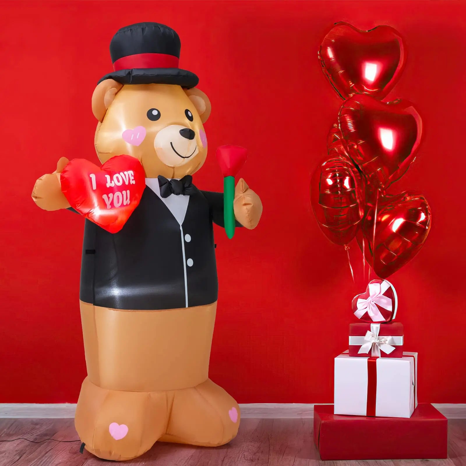 1.8M Valentine's Day Inflatable Teddy Bear with Heart and Flower