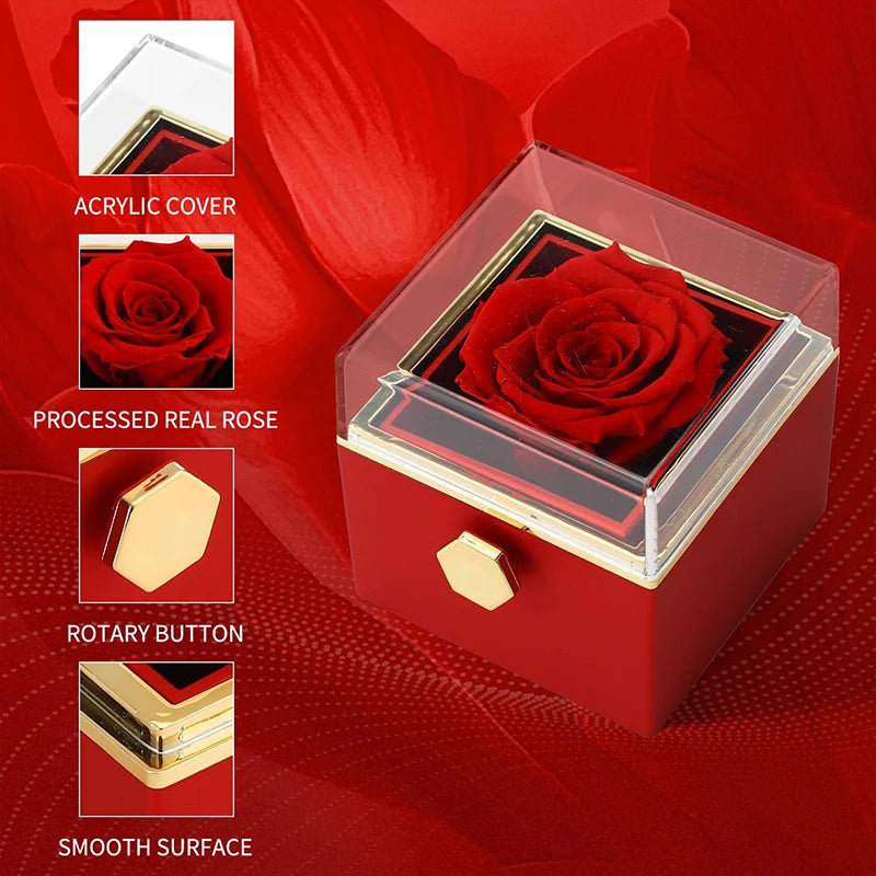 Gifts for Girlfriend Rotating Eternal Rose Gift Box Necklace