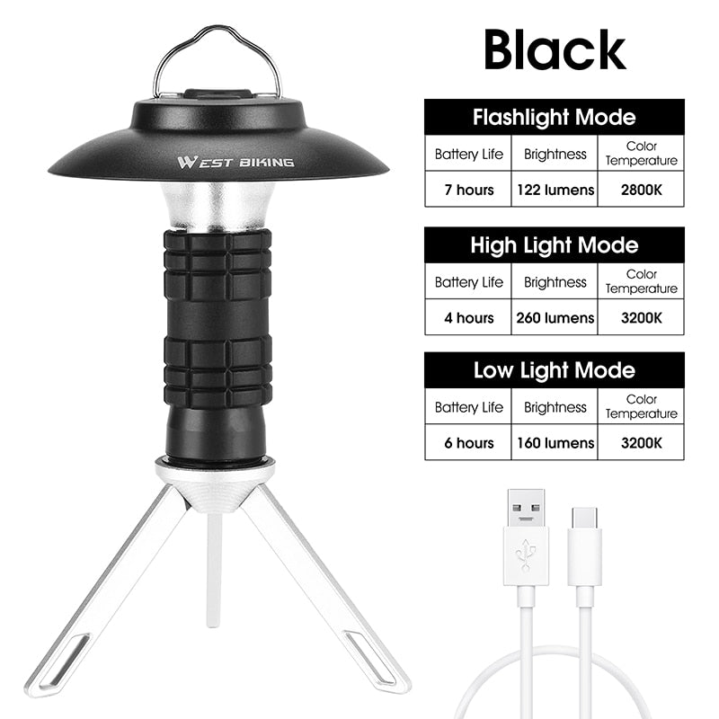 Portable Camping Light with Magnetic USB Rechargeable 3 Lighting Modes Camping Lantern Outdoor Led Flashlight Tent Camp Supplies