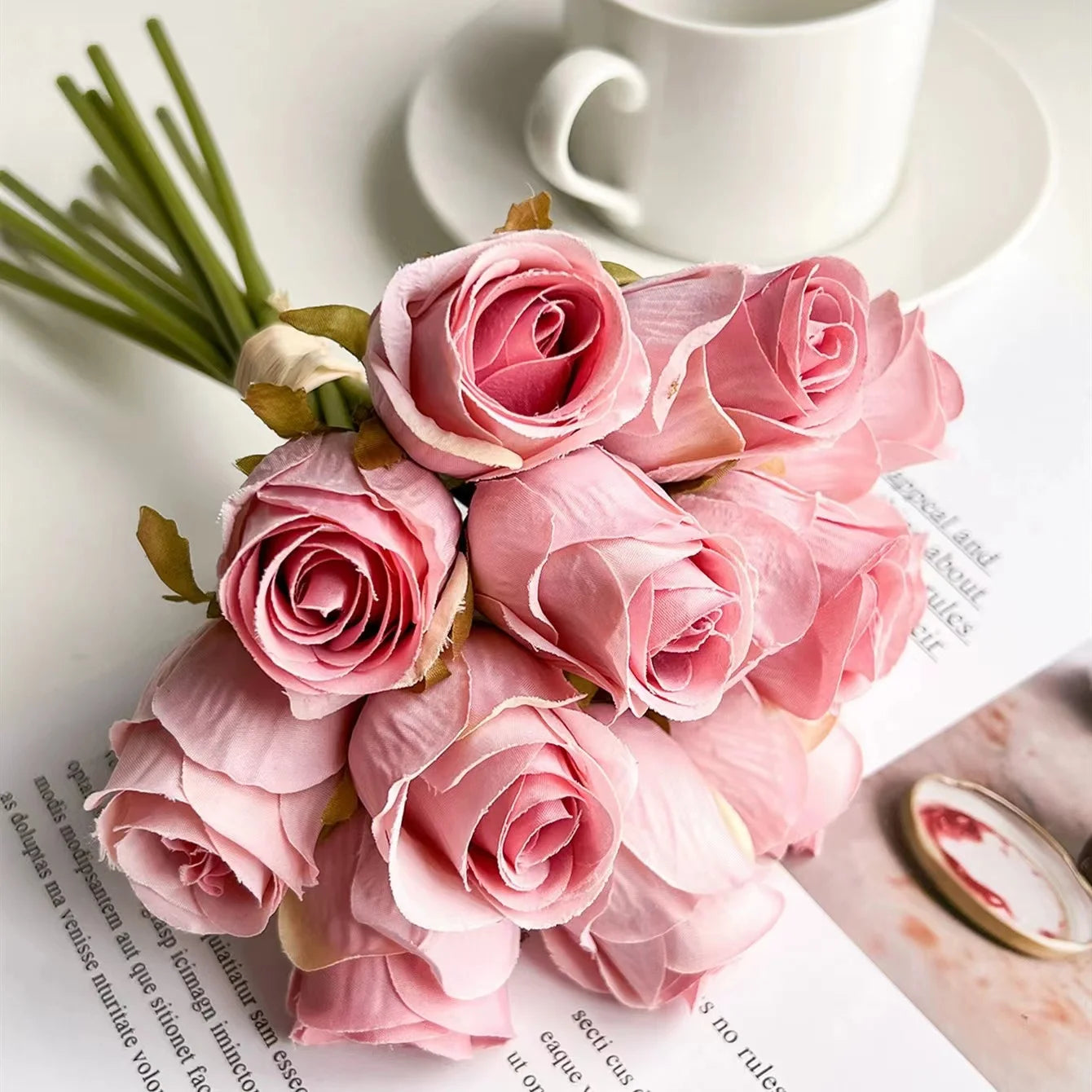12 Pieces Of Simulation Handmade Rose Valentine's Day