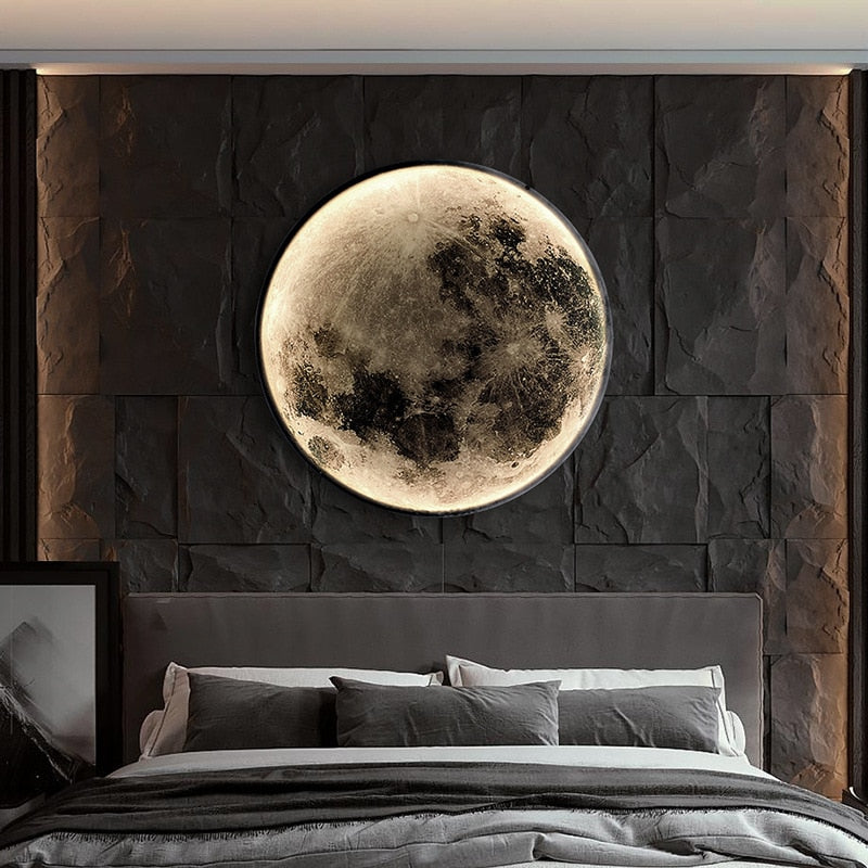 Nordic Minimalist Art Moon LED Wall Lamp Hotel Bedroom Bedside Aisle Corridor Cafe Showroom Decor Wall Sconce Lighting