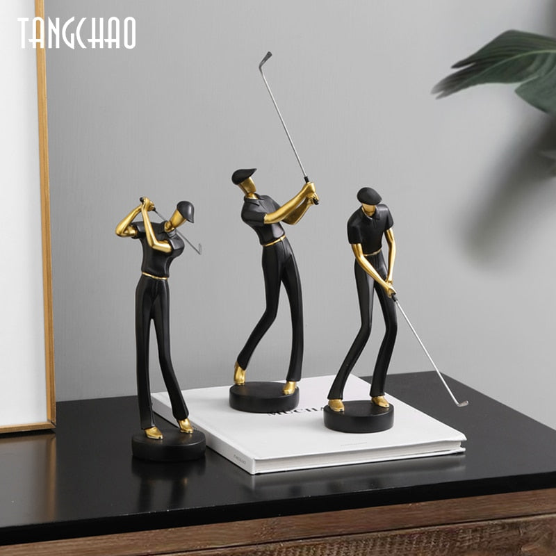 Creative Human Statue Resin Art Golf Sculpture Office Decor Accessories Modern Craft Home Decoration Cabinet Tabletop Figurines