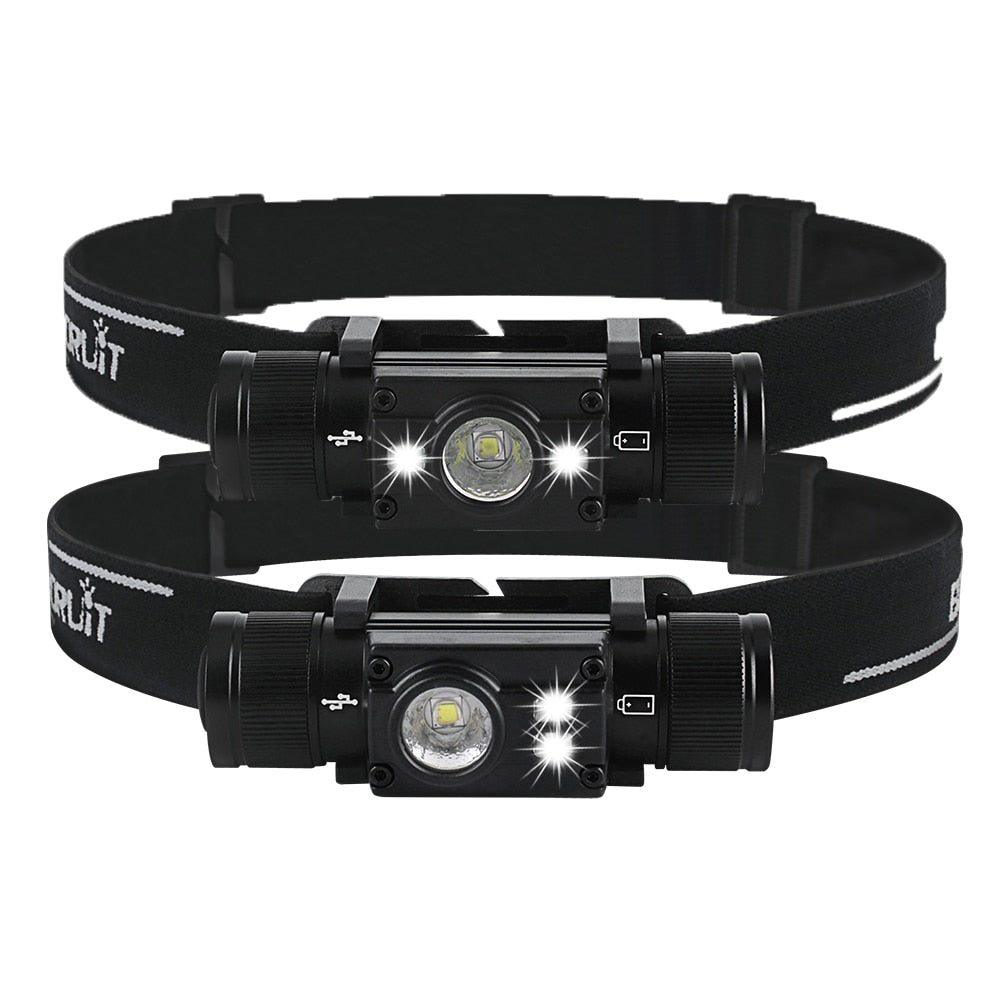 BORUiT LED Headlamp 7-Mode Powerful Waterproof Headlight Type-C Rechargeable 18650 Head Torch for Camping Hunting