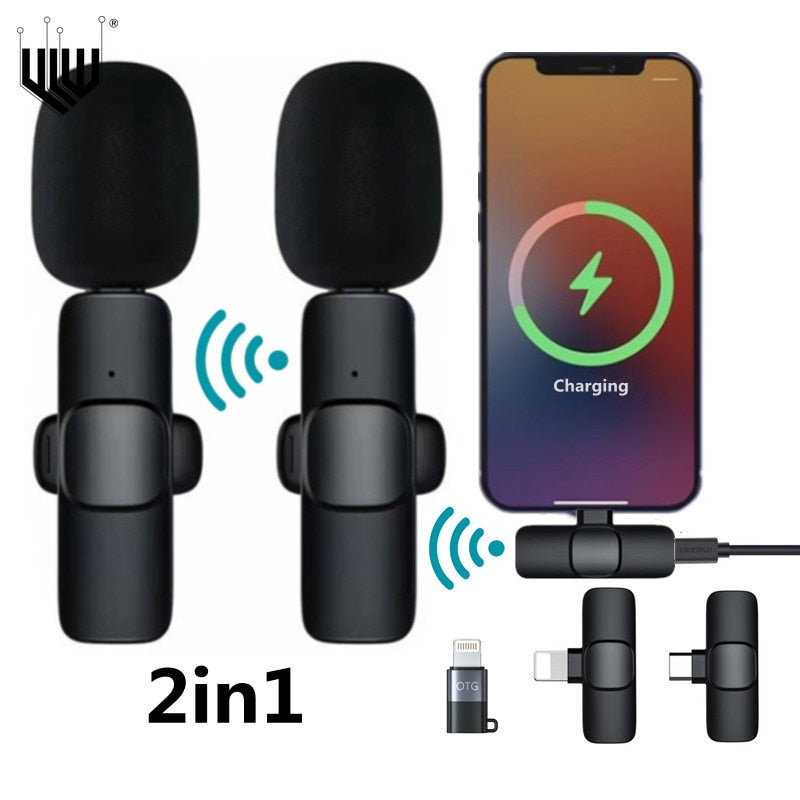 Wireless Lavalier Microphone Portable Audio Video Recording Mini Mic For iPhone Android Facebook Youtube Live Broadcast Gaming