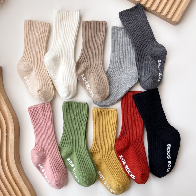 3 Pairs/Lot Newborn Baby Socks Kids Boys Girls Cotton Stripe Soft Sock Children Toddler Non-Slip Long Socks For 0-3 Years