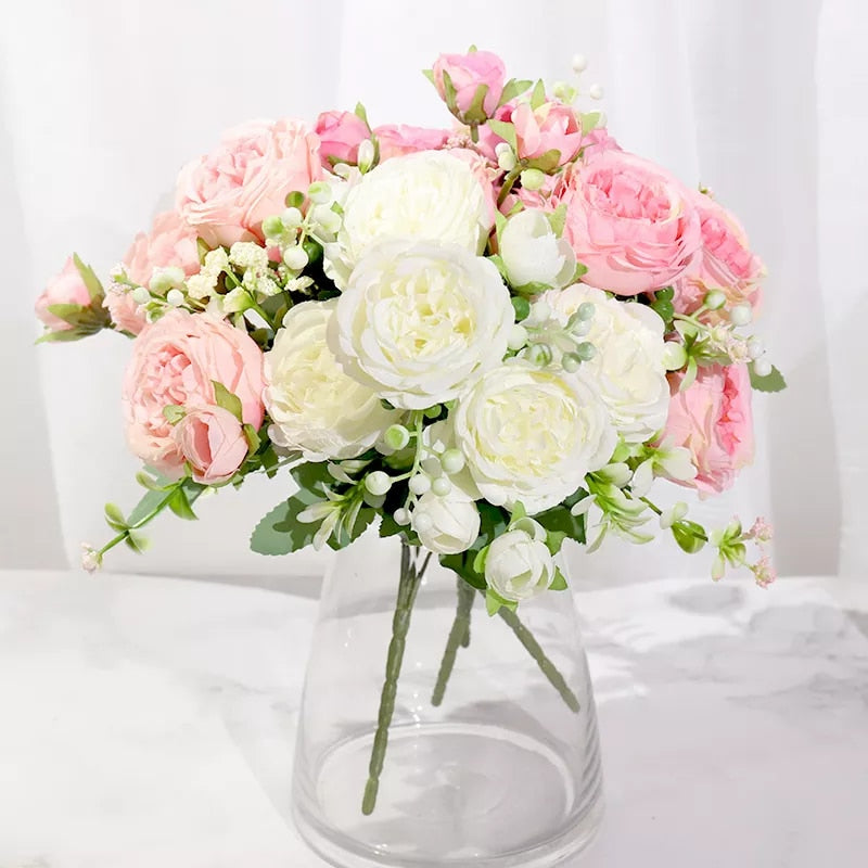Romantic Rose Artificial Flowers Wedding Bride Holding Bouquet Home Room Decoration Real Touch Fake Flowers Party Festival Favor