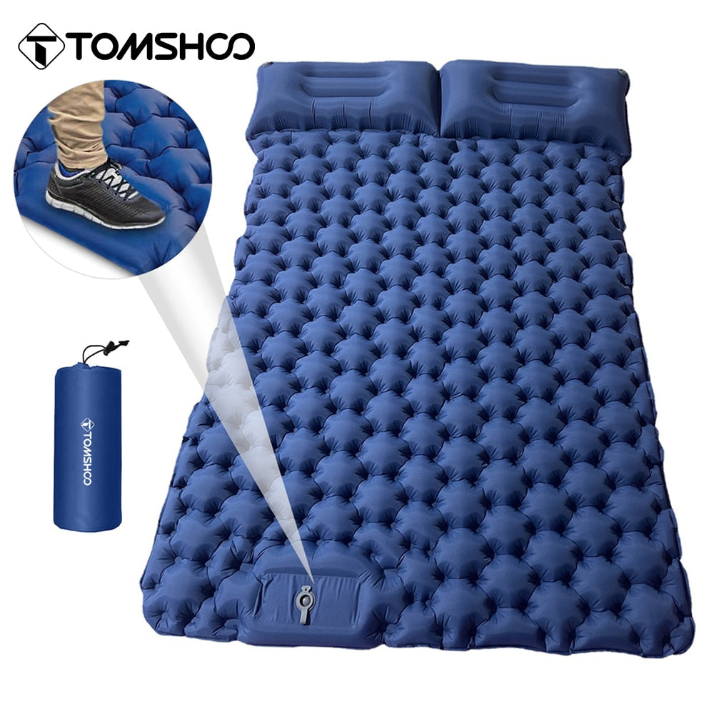 Tomshoo Inflatable Mattress 2 Person Camping Mat with Air Pillow Portable Air Mattress Waterproof Backpacking Sleeping Pad