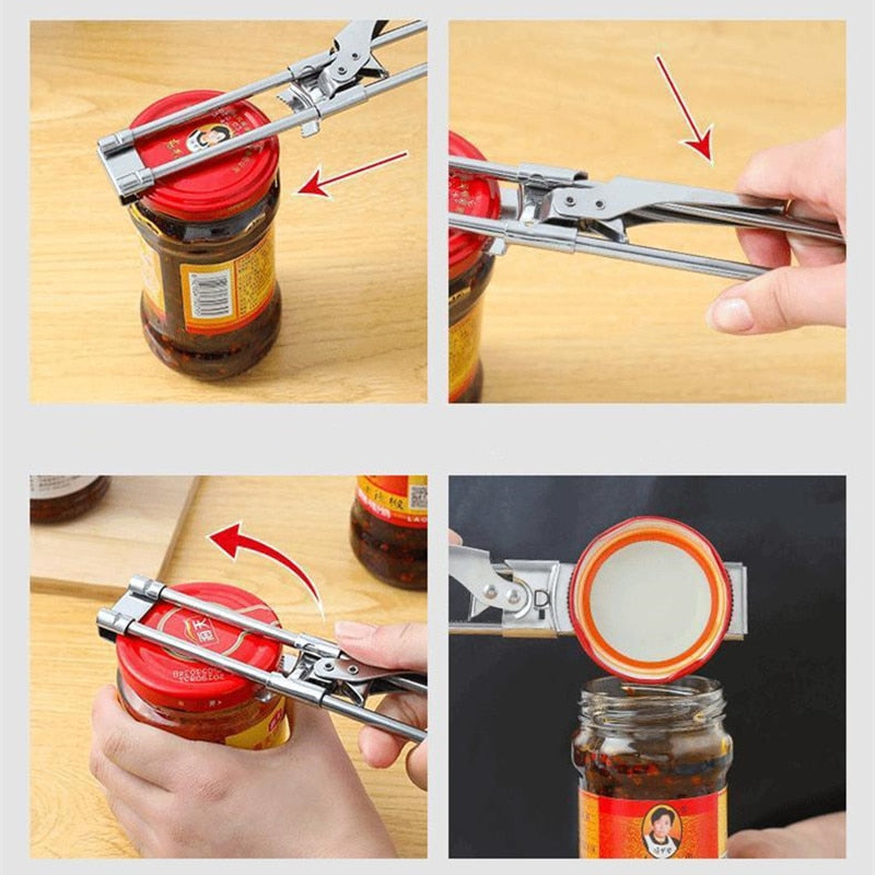 Dropship Adjustable Multi-Function Bottle Cap Opener Stainless Steel Lids  Off Jar Opener Labor-Saving Screw Can Opener For Kitchen Tools to Sell  Online at a Lower Price